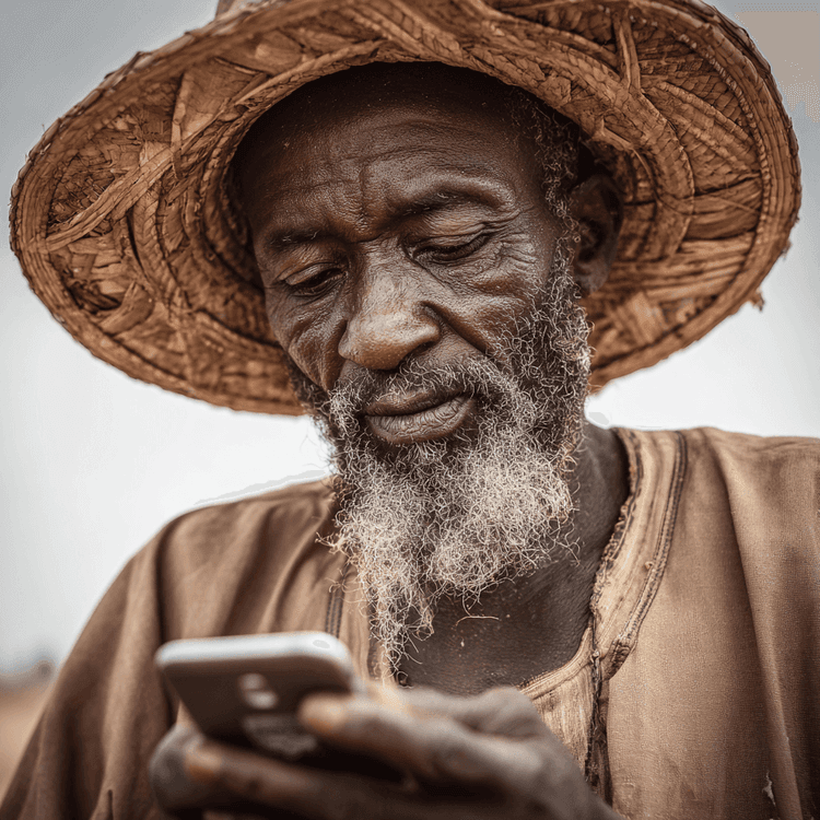 Farm manager using a smartphone in the field